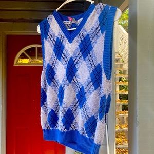 Vintage Blue Argyle Sweater Vest